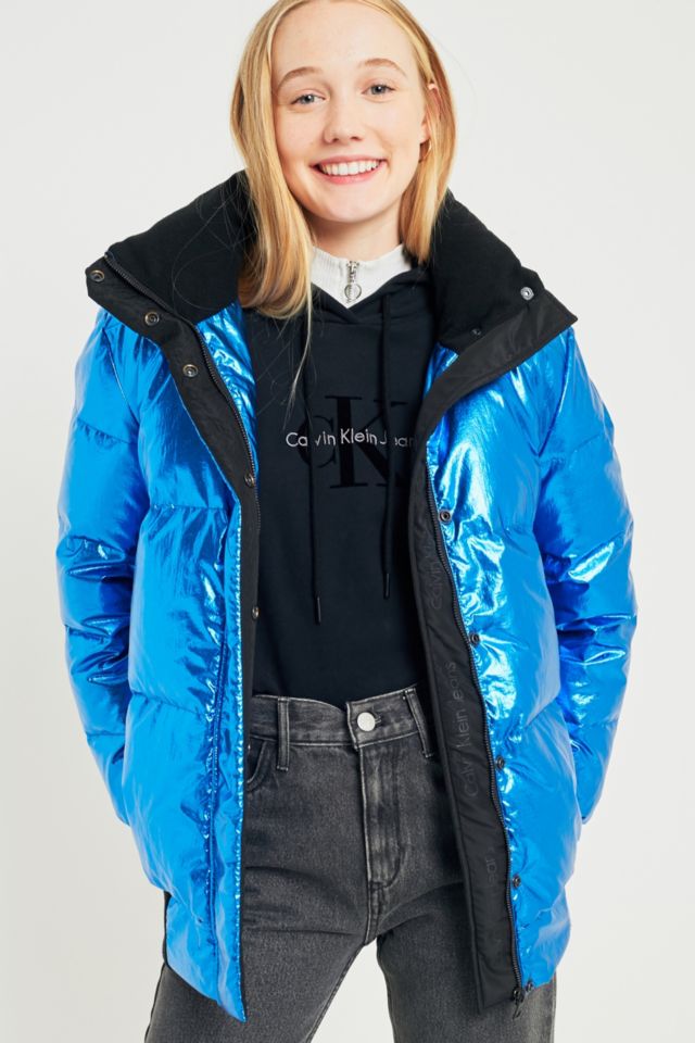 Calvin klein metallic puffer jacket best sale