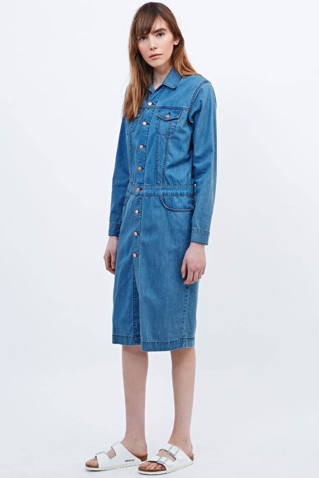 This is Welcome Patti Long Sleeve Denim Shirt Dress in Blue | Urban ...