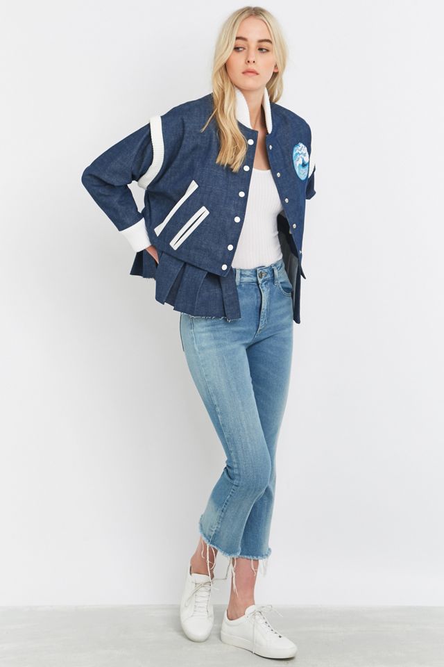 Calle Del Mar Blue Chambray Varsity Jacket #1