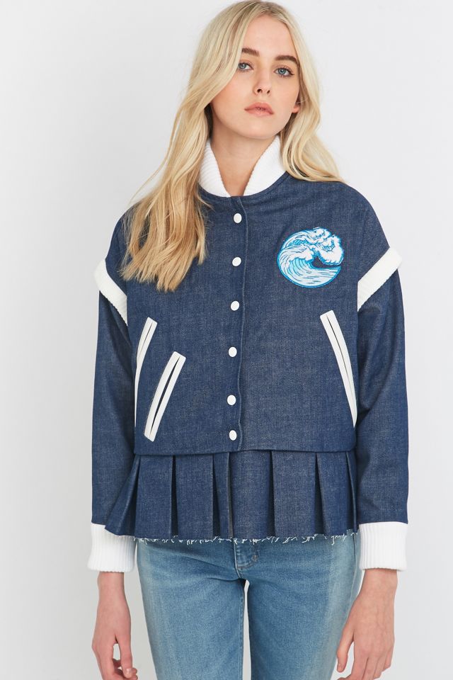 Calle Del Mar Blue Chambray Varsity Jacket #2