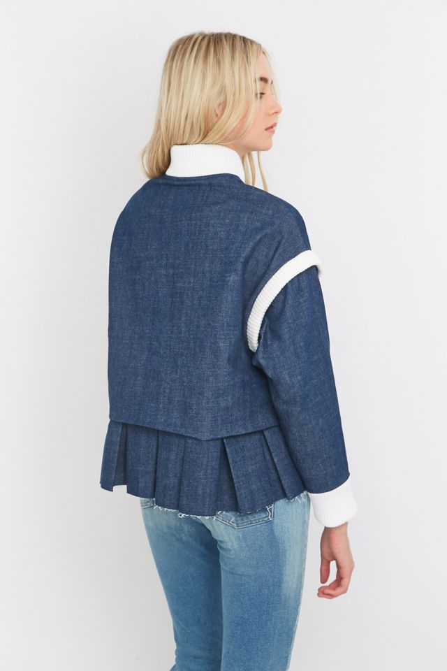 Calle Del Mar Blue Chambray Varsity Jacket #3