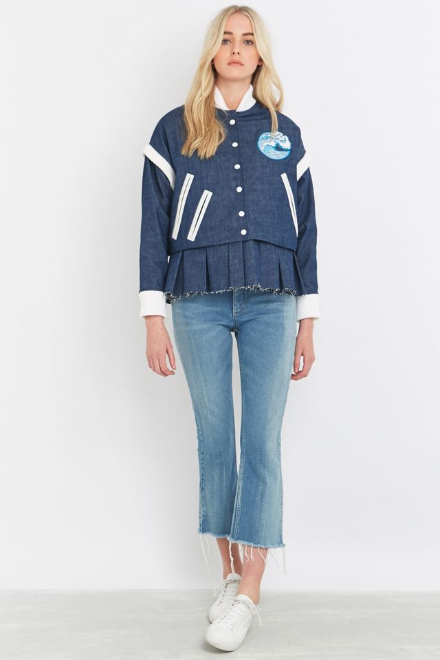 Calle Del Mar Blue Chambray Varsity Jacket #4