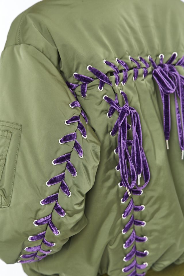 G.V.G.V. - G.V.G.V. ma-1 カーキ G.V.G.V. MA1 Khaki Lace Up Bomber Jacket | Urban Outfitters UK