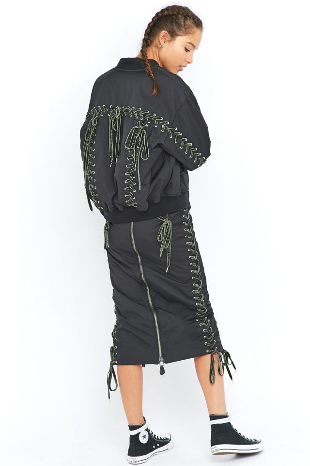【G.V.G.V】MA-1 G.V.G.V. MA1 Khaki Lace Up Bomber Jacket | Urban Outfitters UK
