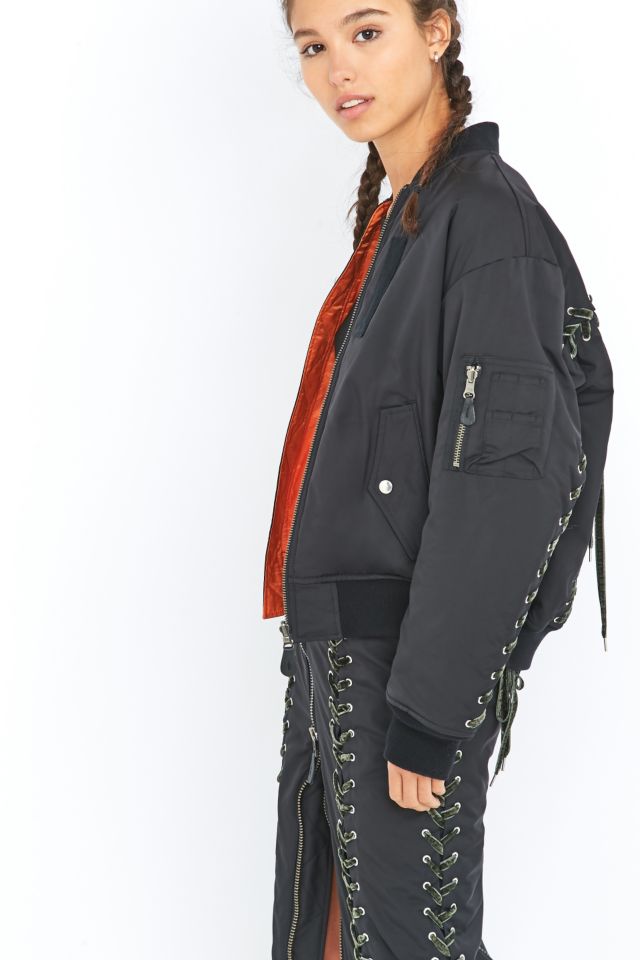 G.V.G.V. MA1 Black Lace Up Bomber Jacket