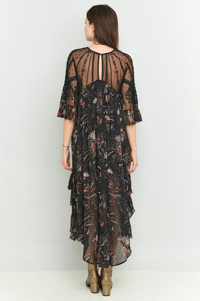 ankle boots black dress Free People Black Floral So Sweetly Midi Dress UK S  Reliked
