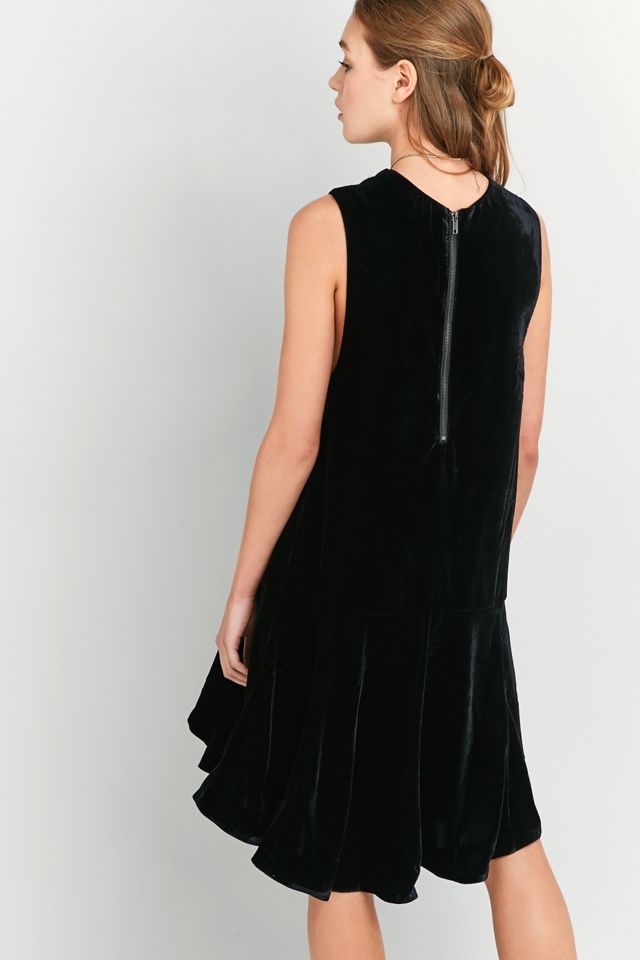 Free People Soft Focus Black Velvet Drop-Waist Dress #3