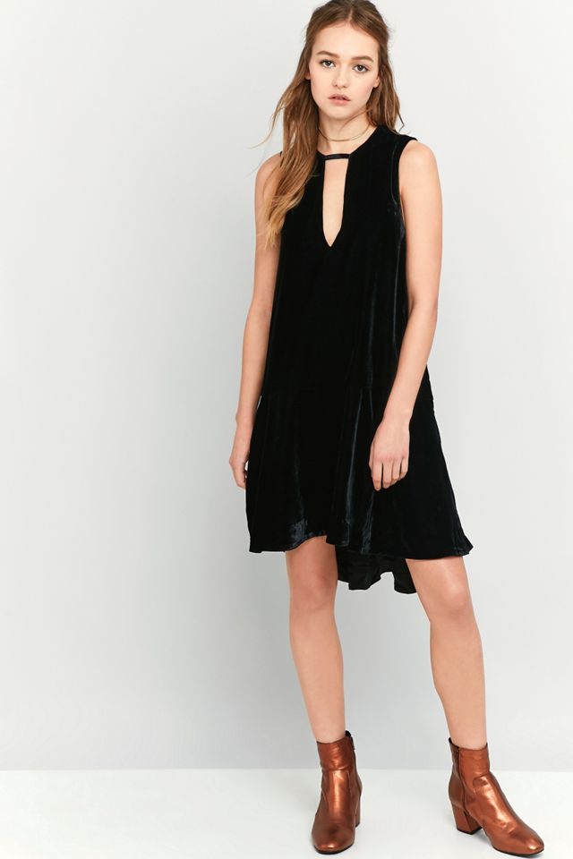 Free People Soft Focus Black Velvet Drop-Waist Dress #4