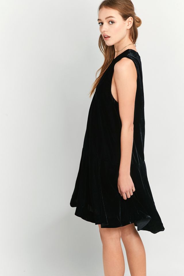 Free People Soft Focus Black Velvet Drop-Waist Dress #5