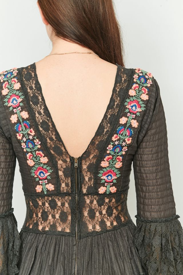 Free People Antichità Nero Frilly Mini Abito #3