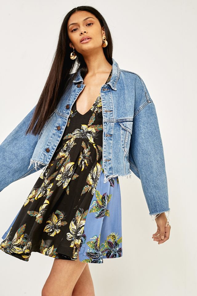 Free People Thought I Was Dreaming Black And Blue Floral Mini Dress #2