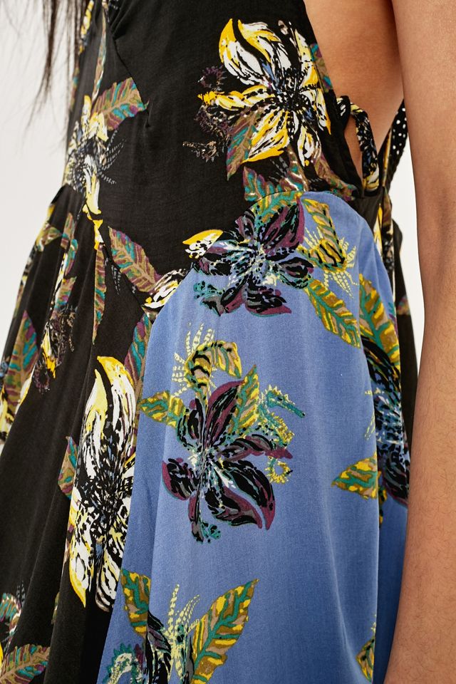 Free People Thought I Was Dreaming Black And Blue Floral Mini Dress #5