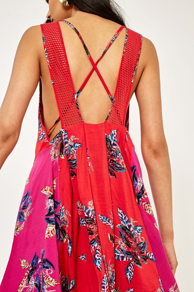 Free people clearance red flower dress