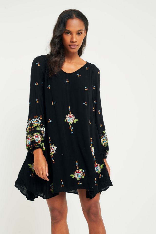 Free people 2024 black embroidered dress