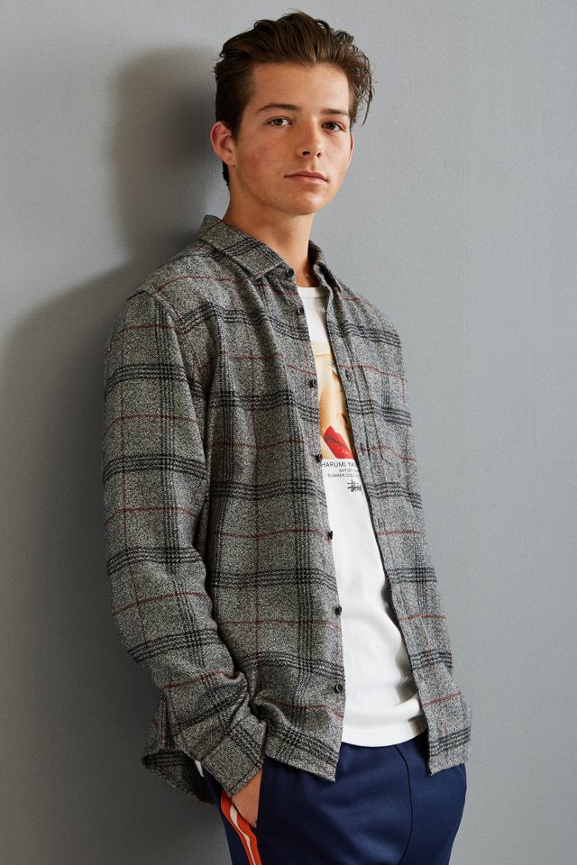 UO Charcoal Plaid Flannel Button-Down Shirt #1