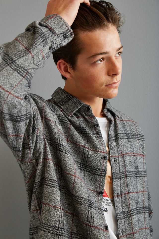 UO Charcoal Plaid Flannel Button-Down Shirt #2
