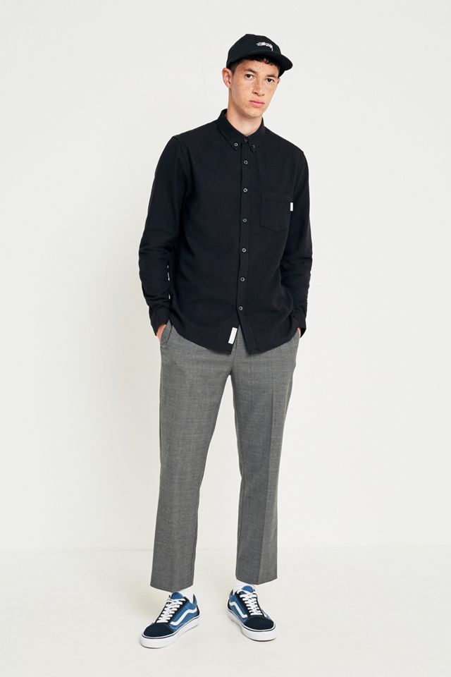 Shore Leave by Urban Outfitters Black Brushed Herringbone Long-Sleeve Shirt #4