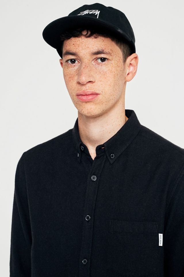 Shore Leave by Urban Outfitters Black Brushed Herringbone Long-Sleeve Shirt #5