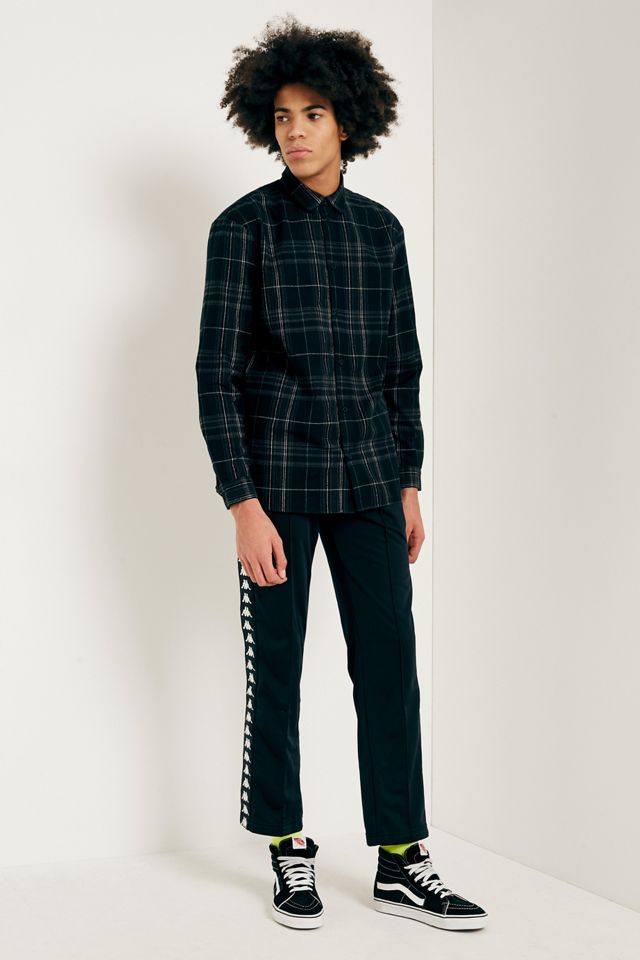 UO Black Plaid Flannel Button-Down Shirt #1