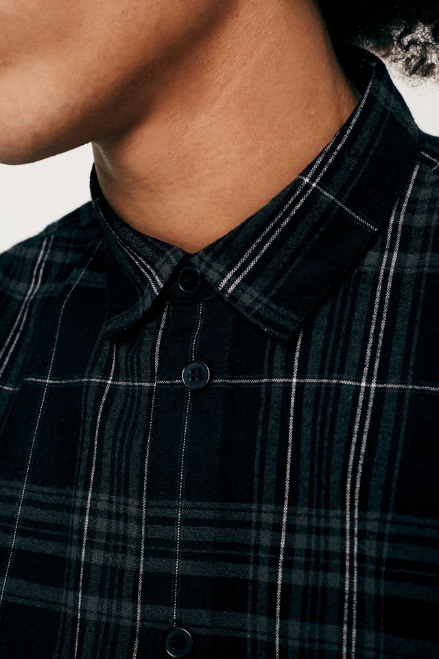 UO Black Plaid Flannel Button-Down Shirt #2