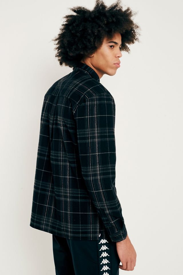 UO Black Plaid Flannel Button-Down Shirt #3