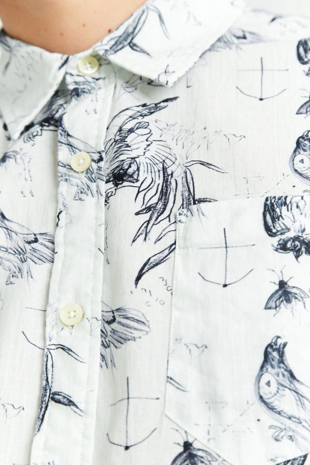 Nudie Jeans - Chemise Henry motifs esquisse blanc cassé et bleu marine #2