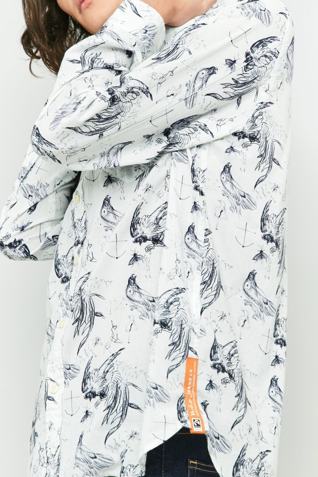 Nudie Jeans - Chemise Henry motifs esquisse blanc cassé et bleu marine #5