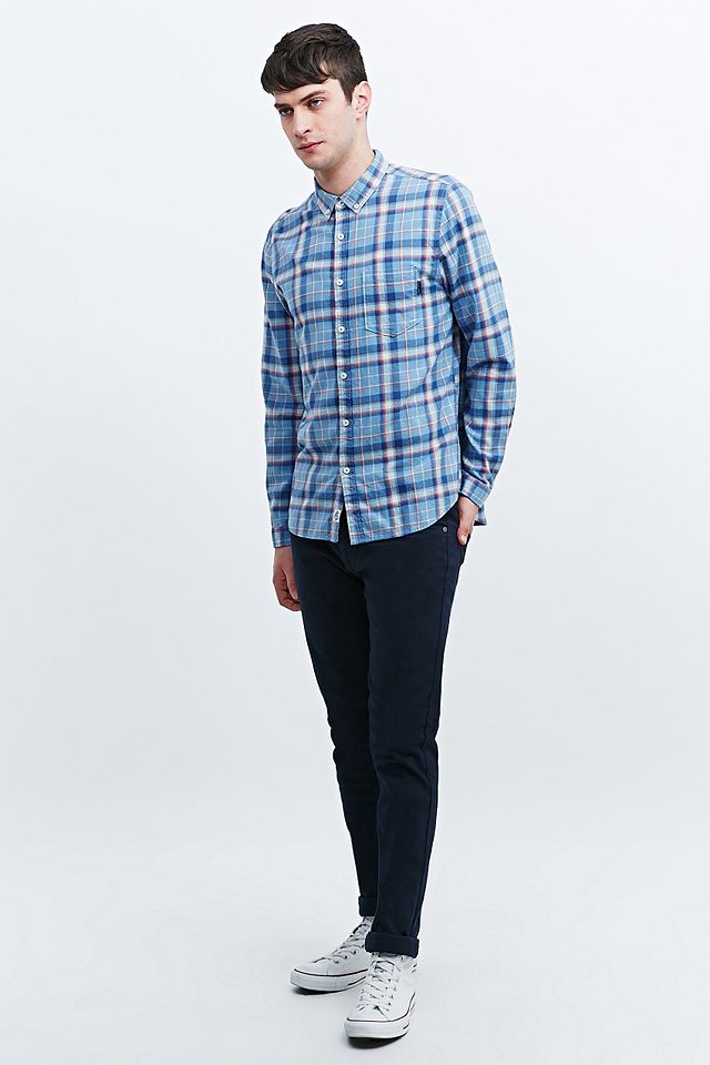 Shore Leave by Urban Outfitters Brian Check Shirt in Sky Blue | Urban ...