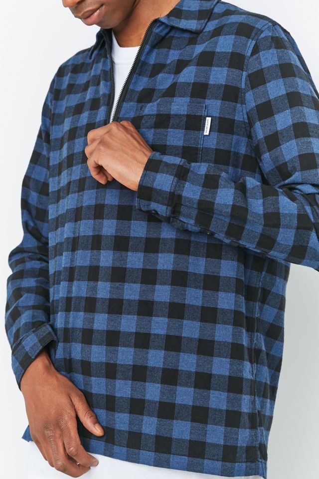Shore Leave by Urban Outfitters Blake Blue Check Half-Zip Shirt #1