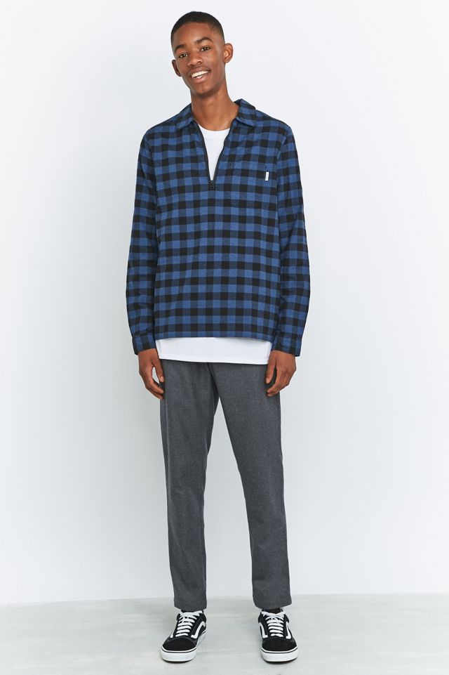 Shore Leave by Urban Outfitters Blake Blue Check Half-Zip Shirt #4