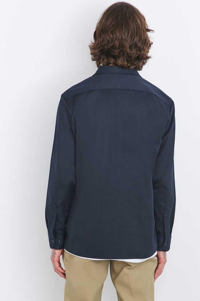 Dickies Long Sleeve Slim Dark Navy Work Shirt #3