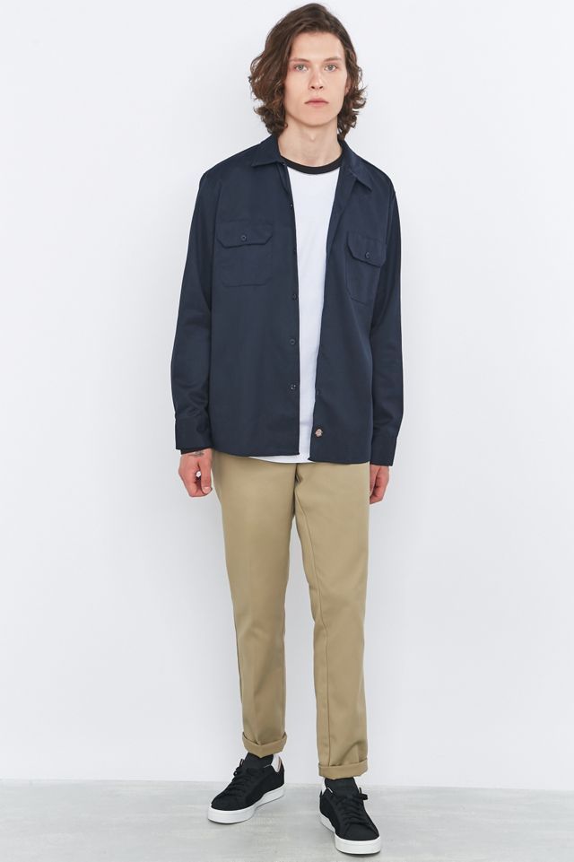 Dickies Long Sleeve Slim Dark Navy Work Shirt #4