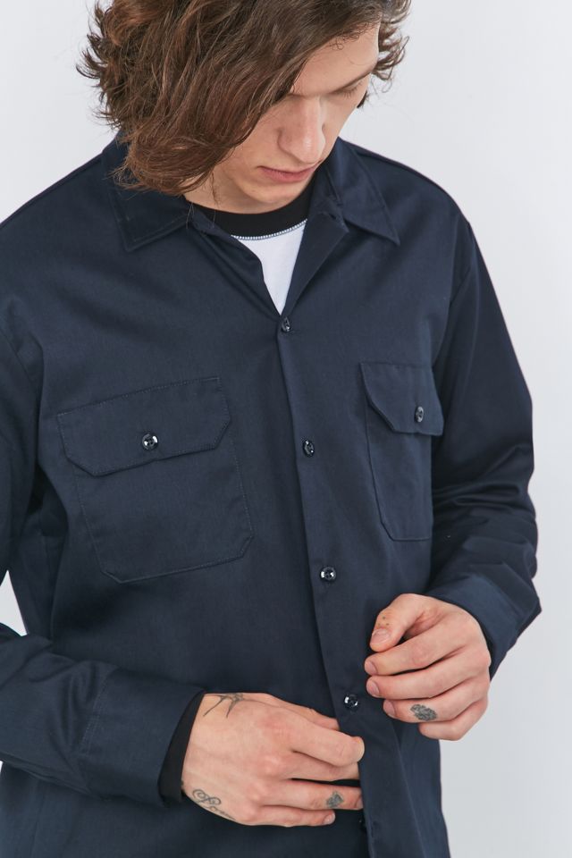 Dickies Long Sleeve Slim Dark Navy Work Shirt #5