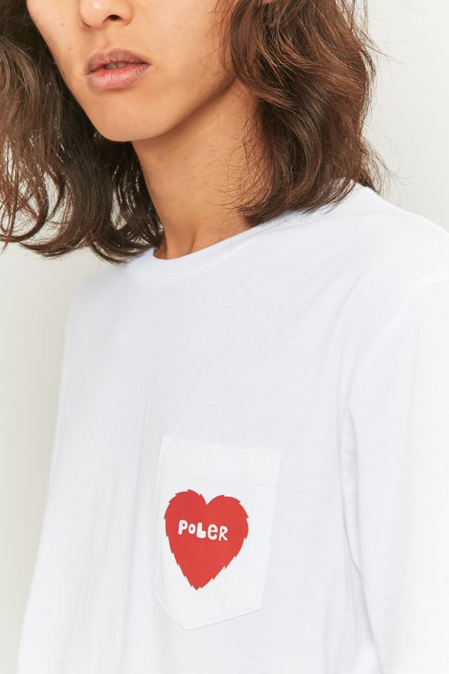 Poler Heart T-shirt bianca tascabile #1