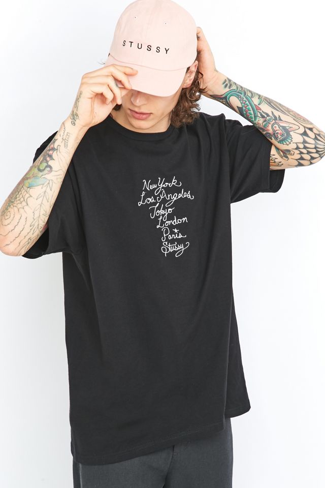 Stussy – T-Shirt „Cursive WT“ mit Stickerei
