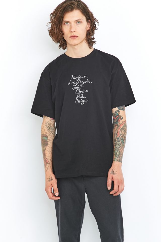 Stussy – T-Shirt „Cursive WT“ mit Stickerei #2