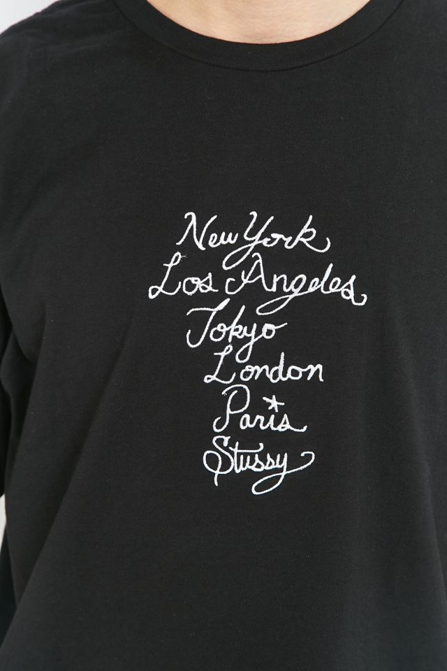 Stussy – T-Shirt „Cursive WT“ mit Stickerei #5