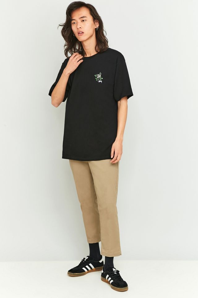 Stussy Rose Embroidered Black T-shirt #4