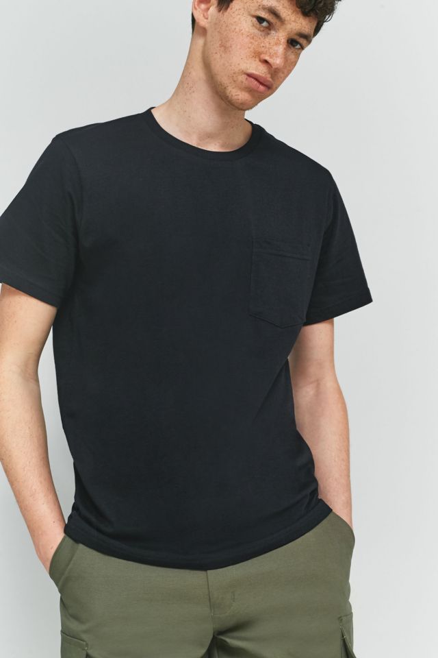 Commodity Stock Black Marl Basic One-Pocket Tee | Urban Outfitters UK