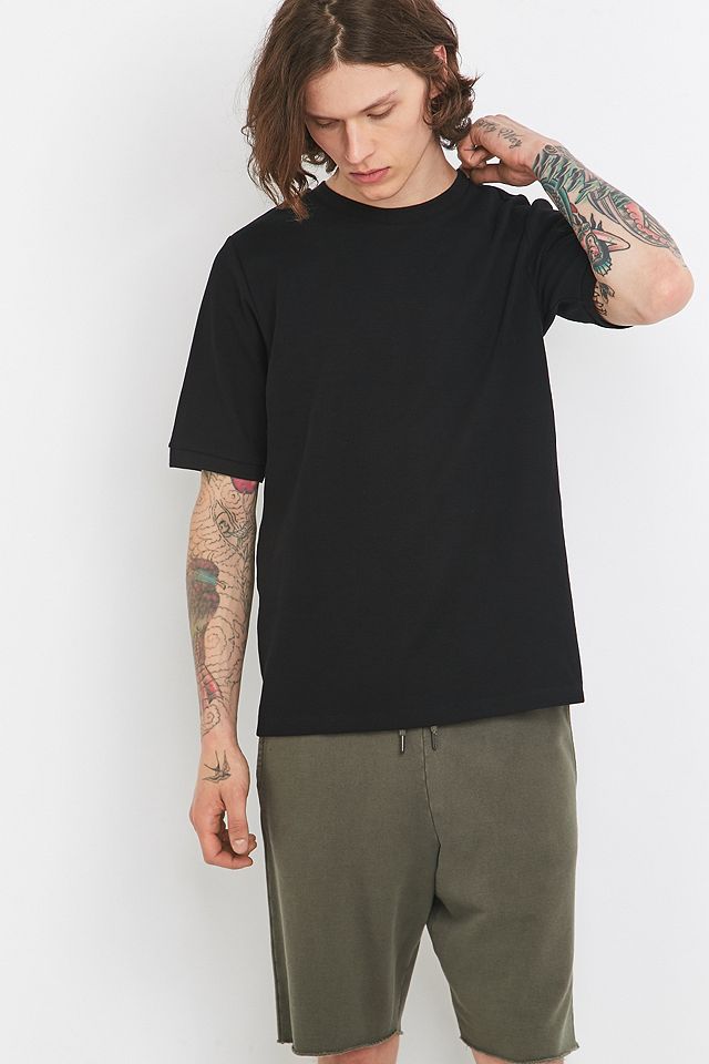 Shore Leave by Urban Outfitters Black Pique T-shirt | Urban Outfitters UK