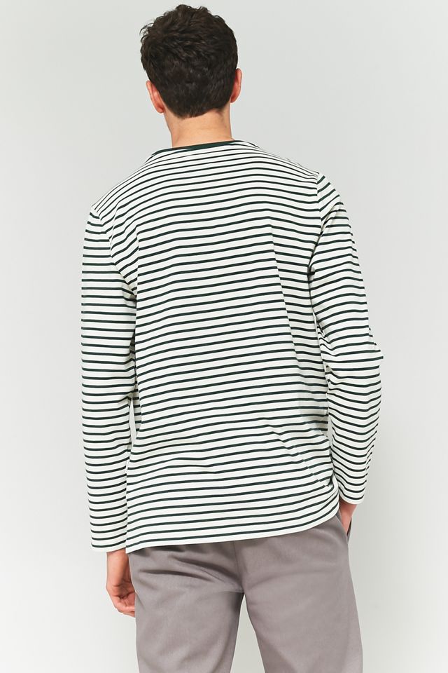 Shore Leave by Urban Outfitters Green and Ecru Striped Rose Embroidery Long-Sleeve T-shirt #3