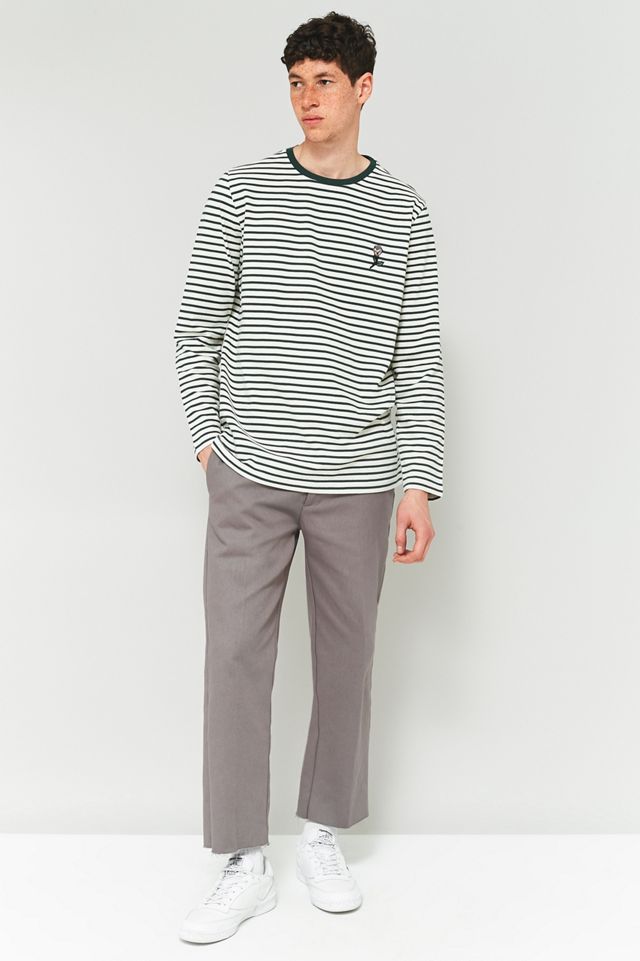 Shore Leave by Urban Outfitters Green and Ecru Striped Rose Embroidery Long-Sleeve T-shirt #4