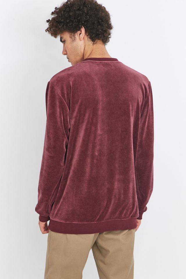 adidas Originals Maroon Velour Crewneck Sweatshirt Urban