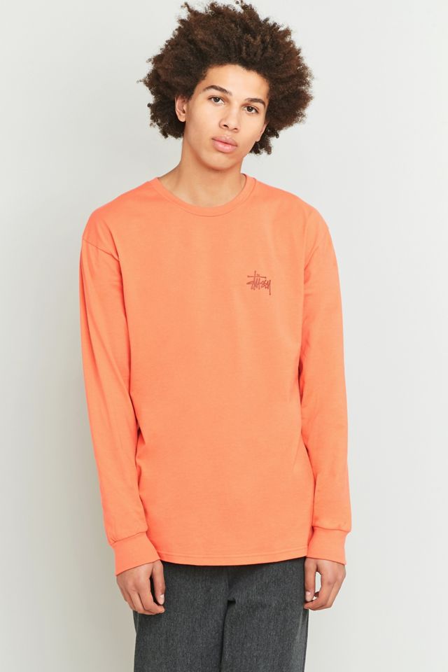 Stussy Basic Coral Long Sleeve Logo T-shirt | Urban