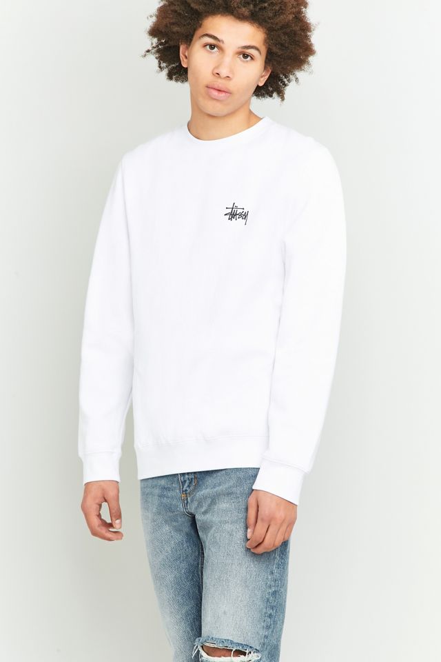Stussy Basic White Logo Crewneck Sweatshirt