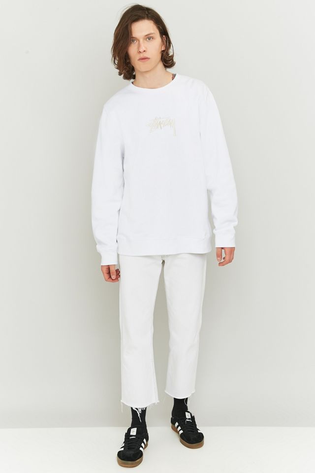 Stussy New Stock White Embroidered Crewneck Sweatshirt #1