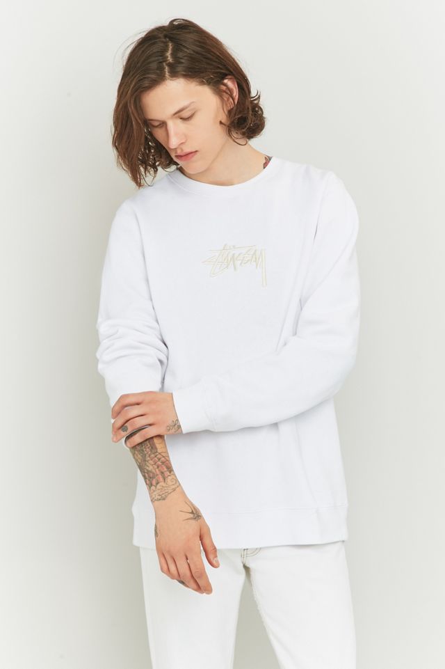 Stussy New Stock White Embroidered Crewneck Sweatshirt #4