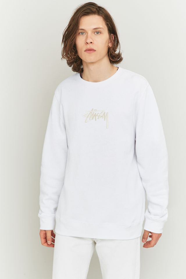 Stussy New Stock White Embroidered Crewneck Sweatshirt #5