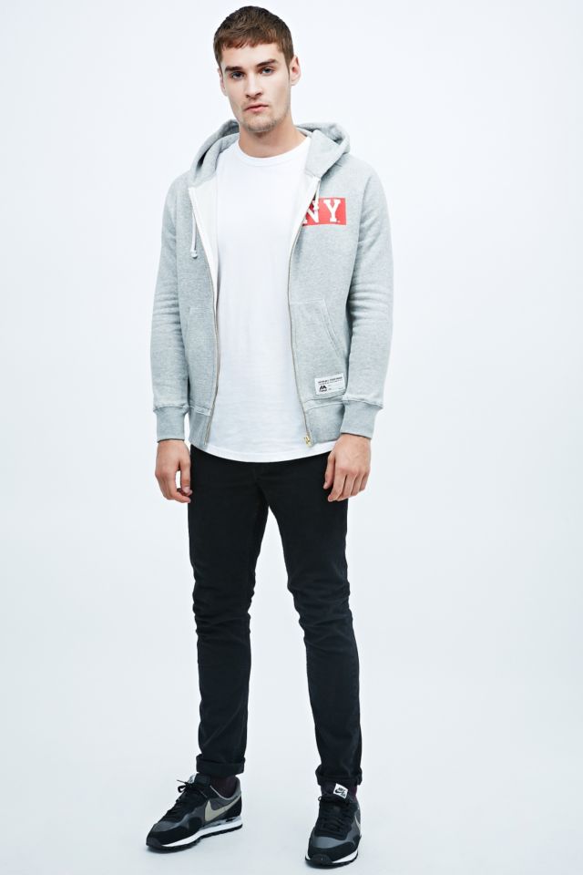 Majestic Athletic Naceri NY Zip Hoodie in Grey Marl | Urban Outfitters UK