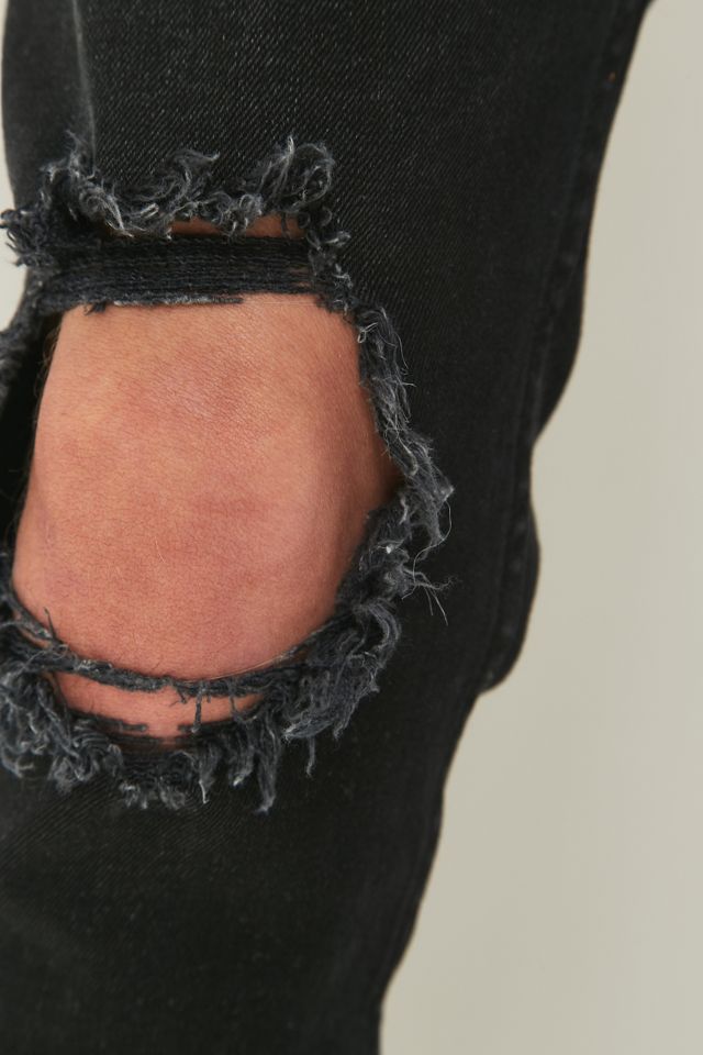 Loom Reed Black Ripped Cropped Stretch Skinny Jeans | Urban Outfitters UK